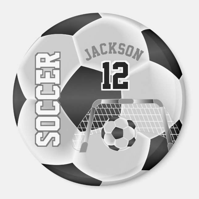 Aimant Black and White Personalize Soccer Ball (Devant)