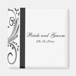 Aimant Black and White Swirls Wedding