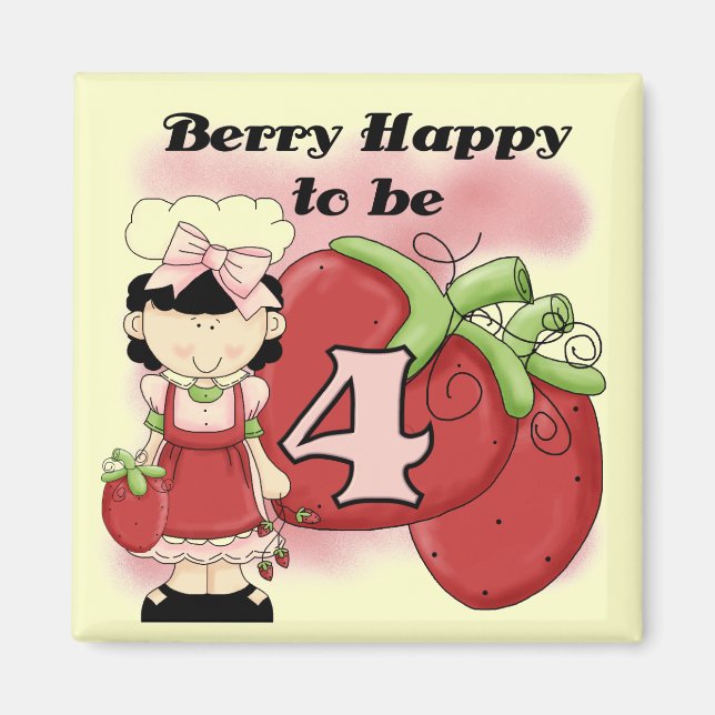 Aimant Black Berry 4th Birthday Tshirts et cadeaux (Devant)