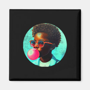 Aimant Black Boy Joy Bubble Gum Fun African Melanin Princ