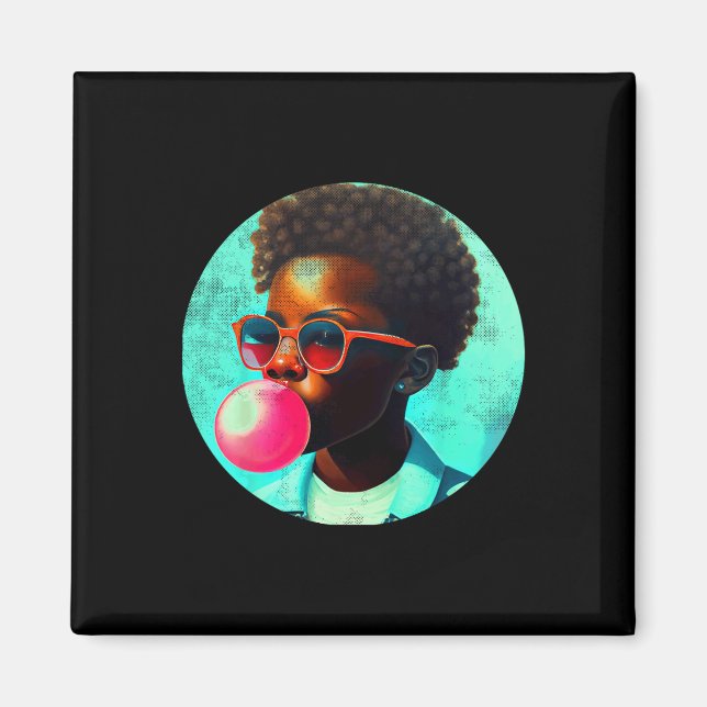 Aimant Black Boy Joy Bubble Gum Fun African Melanin Princ (Devant)