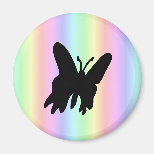 Aimant Black Butterfly on Pastell Rainbow (Devant)
