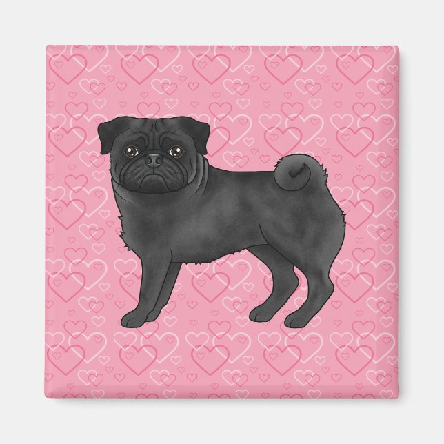 Aimant Black Carlin Chien Cartoon Mops Pink Love Motif de (Devant)