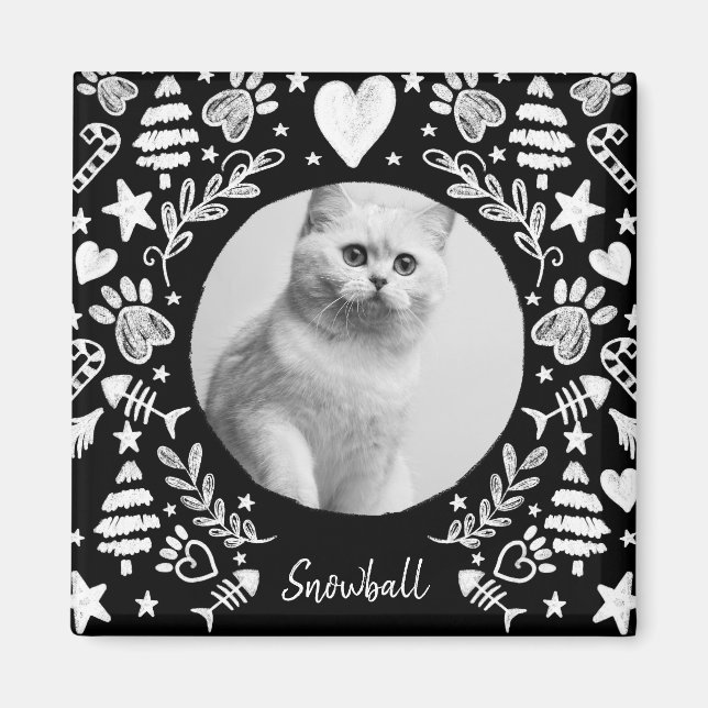 Aimant Black Chalkboard Art Frame Chat Memorial Keepsaké (Devant)