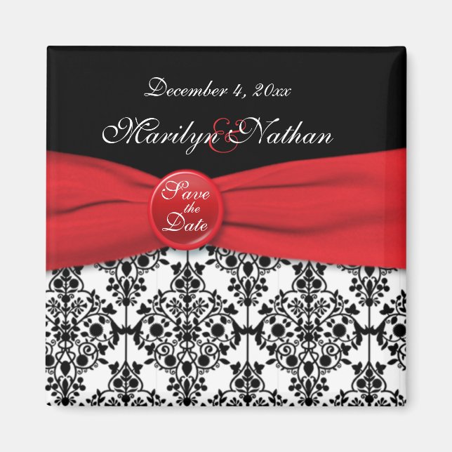 Aimant Black Damask avec Poppy Red Enregistrer l'aimant D (Devant)