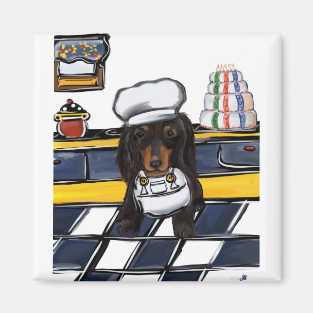 Aimant Black Doxie Chef (Devant)