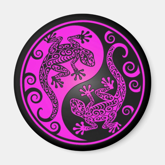 Aimant Black et Magenta Yin Yang Geckos (Devant)