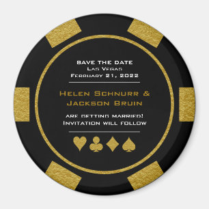 Aimant Black Gold Casino Poker Chip Wedding Enregistrer L