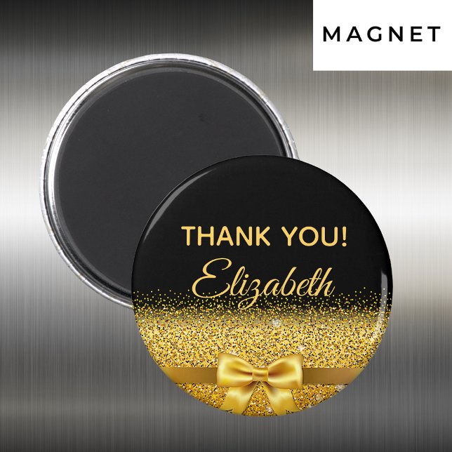 Aimant Black gold elegant Thank You birthday name (Créateur téléchargé)