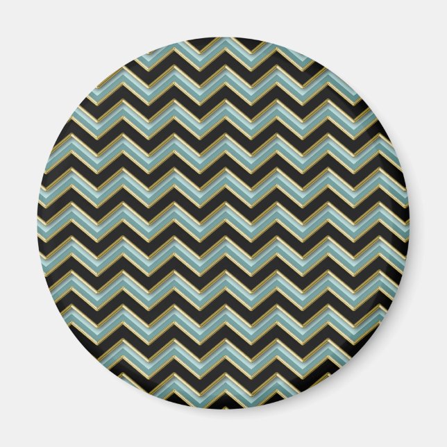Aimant Black Gold Turquoise ZigZag (Devant)