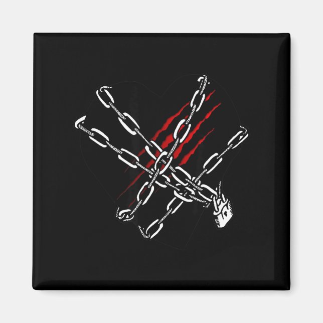 Aimant Black Heart Red Chains Cool Gothic Valentine's Day (Devant)