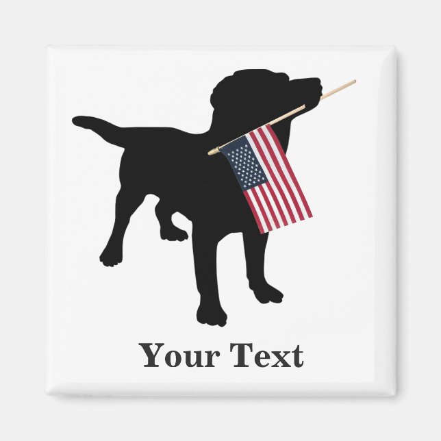 Aimant Black Lab Dog avec USA American Flag, 4 juillet (Devant)