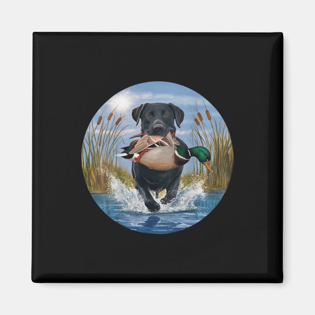 Aimant Black Lab Labrador Chasse Canards Aquarelle Jaune (Devant)
