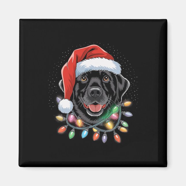 Aimant Black Lab Labrador Christmas Tree Light Pyjama Chi (Devant)