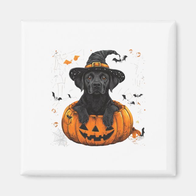 Aimant Black Lab Labrador Citrouille Halloween Thanksgivi (Devant)