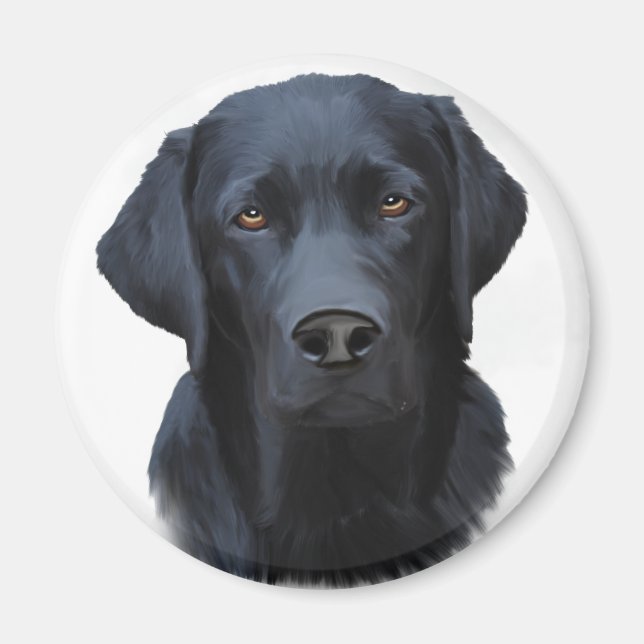 Aimant Black Labrador Dog Water Couleur Art Peinture (Devant)