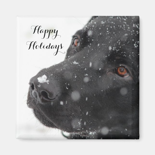 Aimant Black Labrador Joyeuses fêtes (Devant)