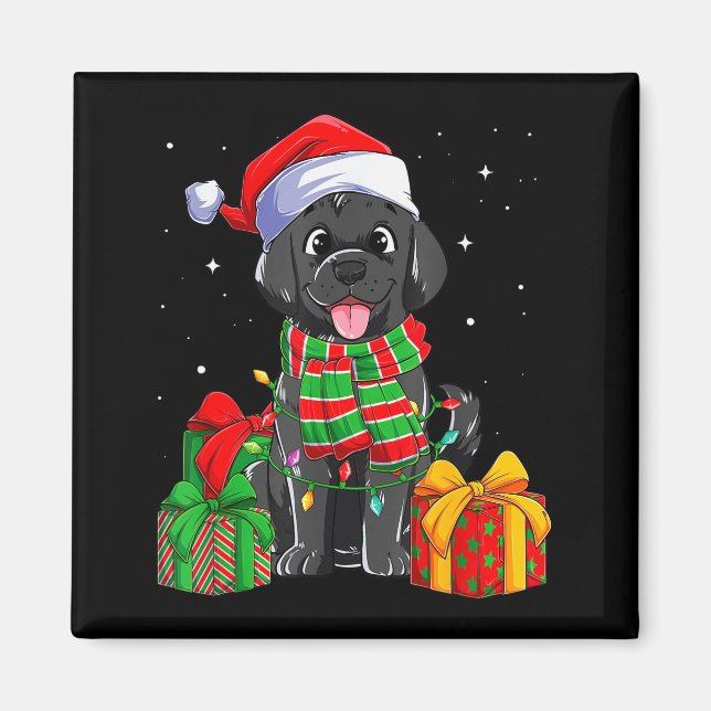 Aimant Black Labrador Retriever Lumières de Noël Xmas Lab (Devant)