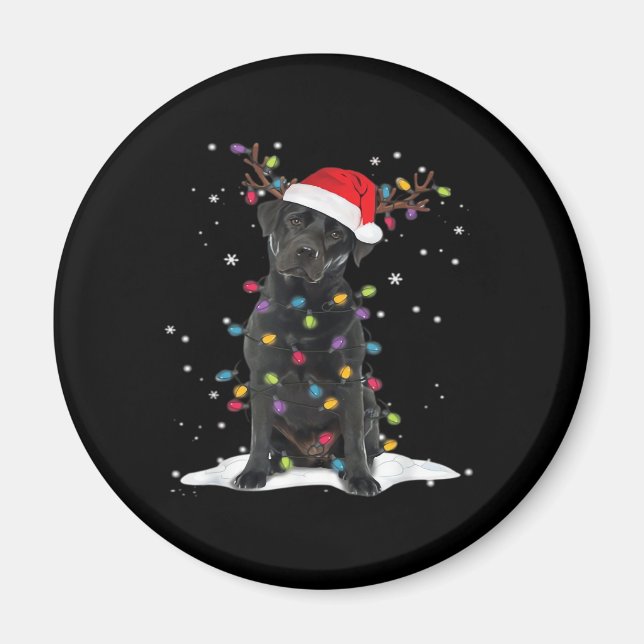 Aimant Black Labrador Xmas Dog Christmas Tree Light Class (Devant)