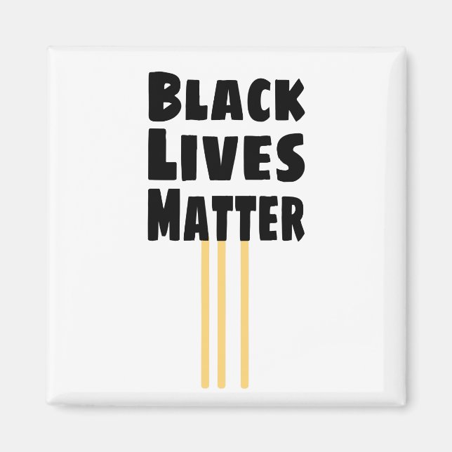 Aimant Black Lives Matt BLM trois rayures jaunes (Devant)