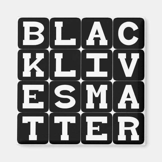 Aimant Black Lives Matter BLM en Motif Carré (Devant)