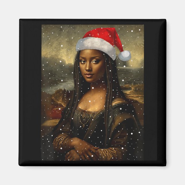 Aimant Black Mona Lisa African American Christmas Santa H (Devant)