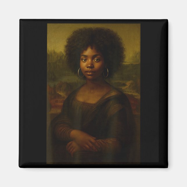 Aimant Black Mona Lisa Afro African American Melanin Blac (Devant)