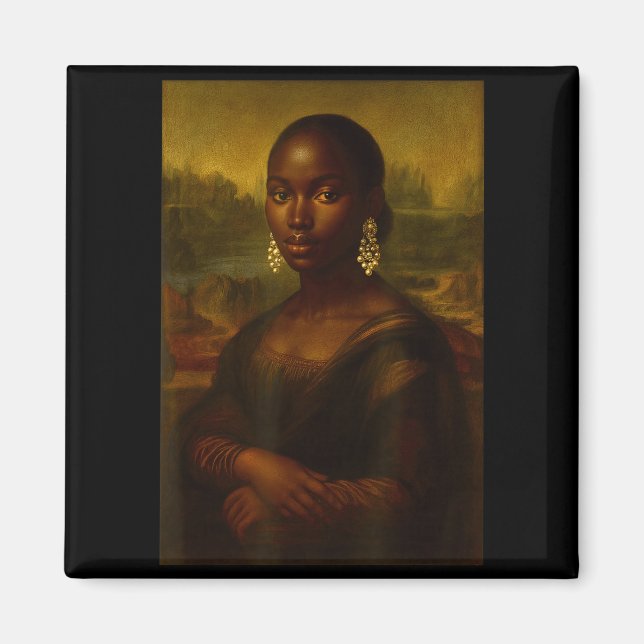 Aimant Black Mona Lisa Afro African Melanin Black History (Devant)