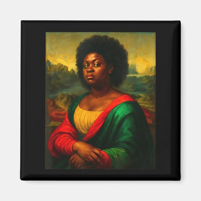 Aimant Black Mona Lisa Coup d'oeil Femme Afro Histoire no (Devant)