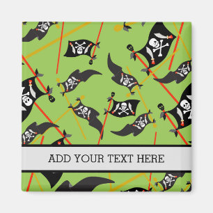 Aimant Black Pirate Flag Skulls White Bones Raiding
