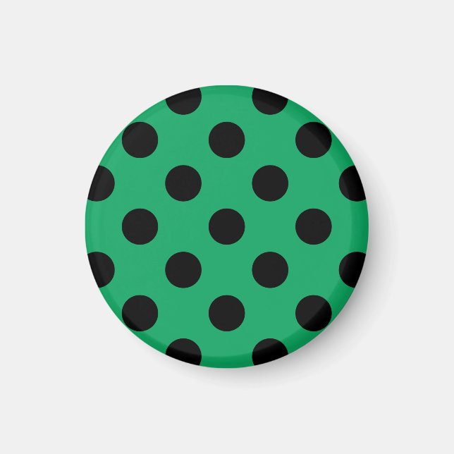 Aimant Black polka dots on fresh green (Devant)
