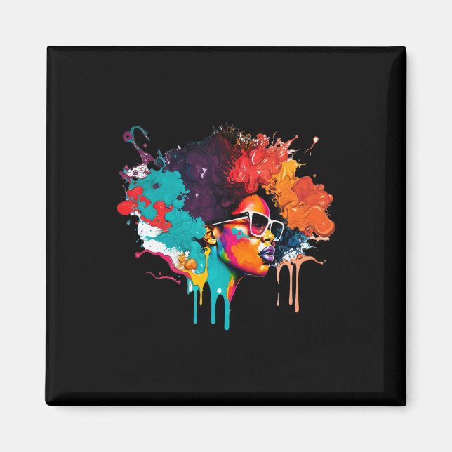Aimant Black Queen Afro Melanin Driving Art Lover Amériqu (Devant)