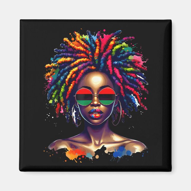 Aimant Black Queen Dripng Afro Melanin Black History Mont (Devant)