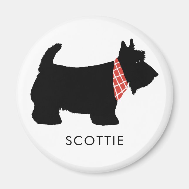 Aimant Black Scottish Terrier Dog Ajouter un nom (Devant)
