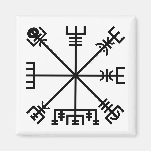 Aimant Black Vegvisir Sigile sur blanc (Devant)