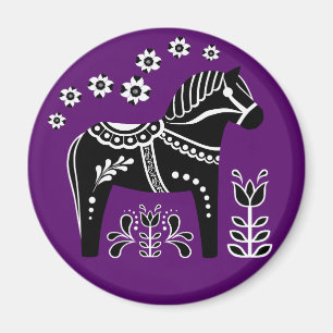 Aimant Black/white Folk Dala Horaire/Folk Friesian