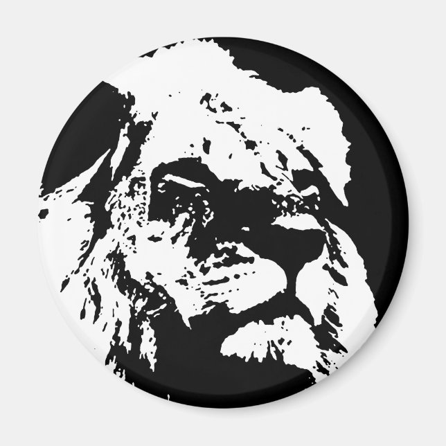 Aimant Black & white lion pop art (Devant)