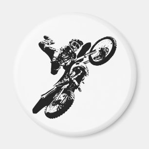 Aimant Black White Pop Art Motocross Motorcyle Sport