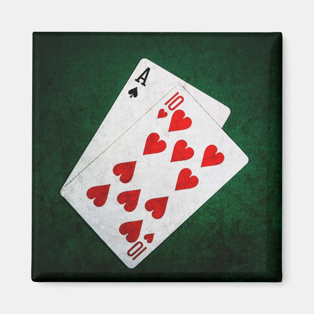 Aimant Blackjack 21 point - Ace, Ten (Devant)