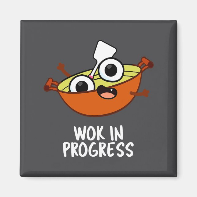 Aimant Blague de cuisine drôle wok en cours  (Devant)