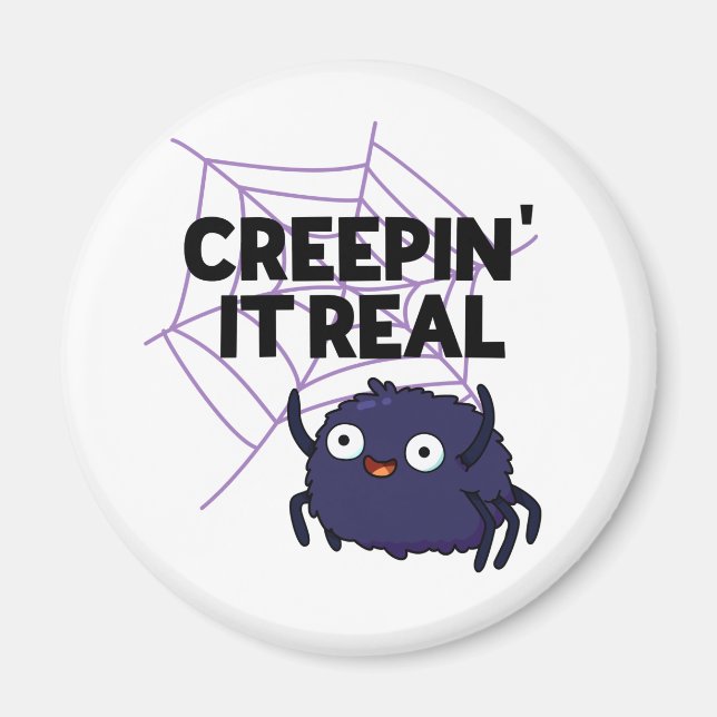Aimant Blague drôle d'araignée Halloween Creepin It Real (Devant)