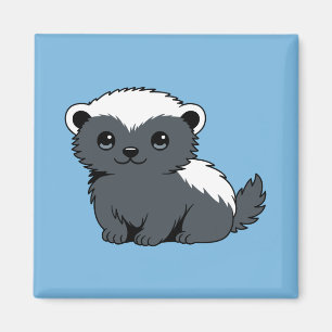 Aimant Blaireau Miel Dessin Animé Mignon sur Fond Bleu