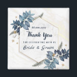 Aimant Blanc Bleu Floral Merci mariage Faveurs<br><div class="desc">Blanc Bleu Flore Cadre Merci Mariage Faveurs Mariage personnalisé Faveurs Aimant Pour les invités comme Merci pour venir à la fête de mariage ce design est facilement customisé et personnalisé en ajoutant ou en changeant le texte</div>