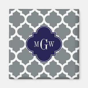 Aimant Blanc Charbon Marocain #5 Navy 3 Monogramme Initia