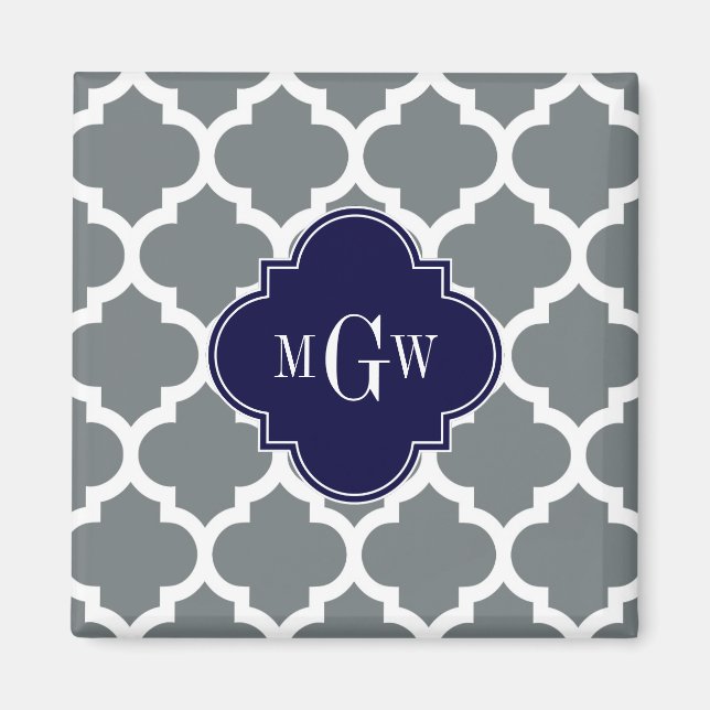 Aimant Blanc Charbon Marocain #5 Navy 3 Monogramme Initia (Devant)