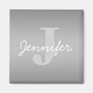Aimant Blanc Cursive & Monogramme Gris Couleurs Modifia