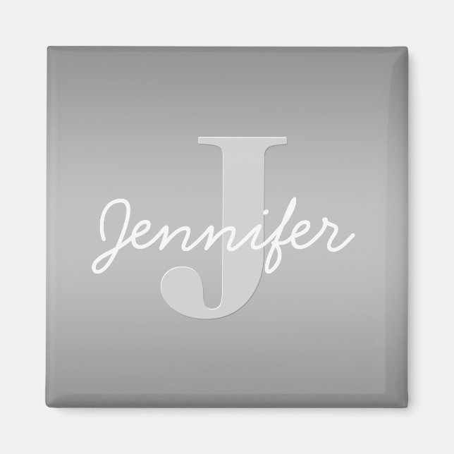 Aimant Blanc Cursive & Monogramme Gris | Couleurs Modifia (Devant)