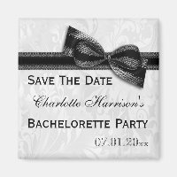 Blanc Damask & Faux Bow Bachelorette Enregistrer L