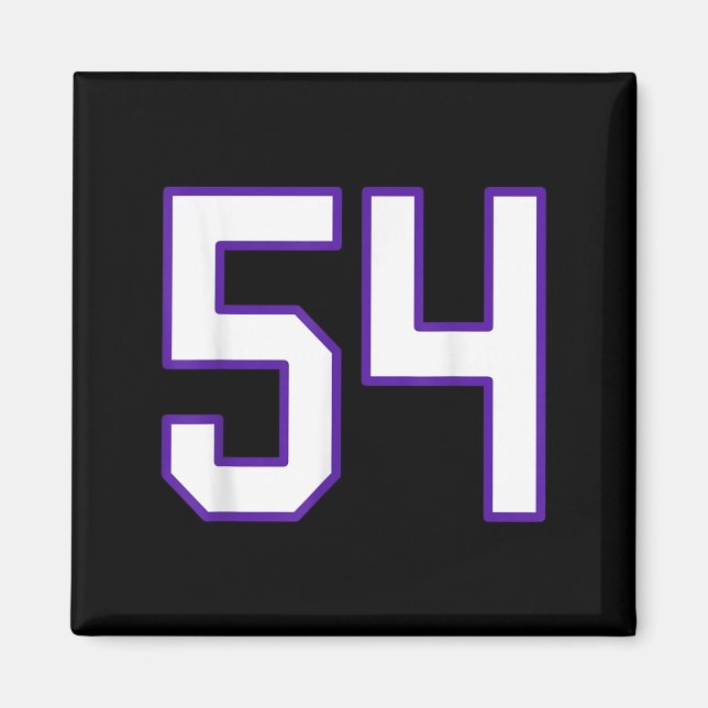 Aimant Blanc Et Violet Numéro 54 Joueur Jersey Uniforme # (Devant)