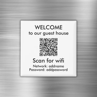 Aimant Blanc moderne QR Code Wifi Info Airbnb Location